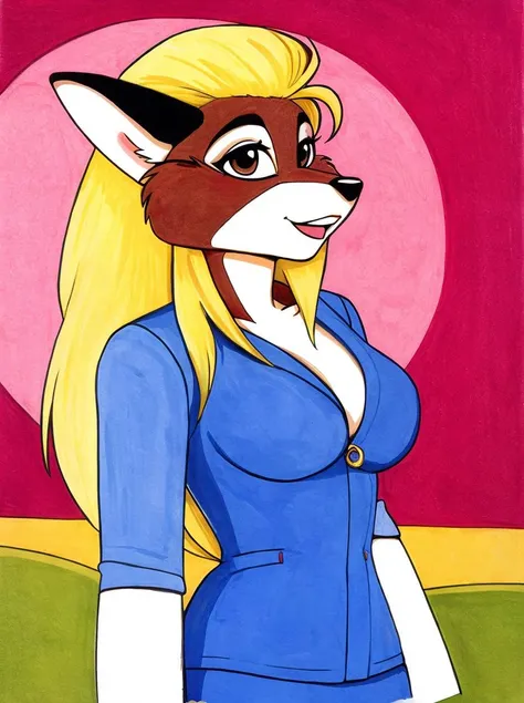 <lora:terrie_smith:0.7>,terrie_smith,female,abstract background,illustration,cartoon,pinup,hand on neck,on bed,detailed,jacket,