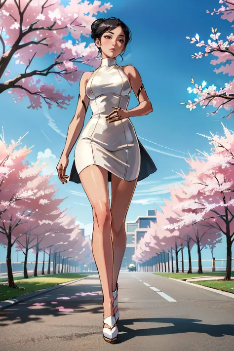 (masterpiece, best quality, highres:1.3)
<lora:CyberHanako:0.8>
CyberHanako, 1girl, black hair, hair updo, walking in a japanese park, cherry blossoms,