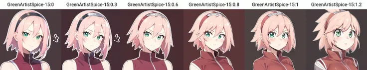 best quality, 
1girl, solo,looking at viewer,simple background, portrait , <lora:sakuraharunotest-000010:0.6> sakura haruno, green eyes , hairband, short hair, pink hair, red clothes
<lora:GreenArtistSpice-15:0> greenartistspice,outline,