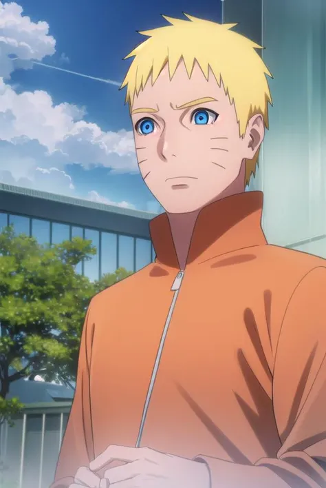 narutouzumaki, <lora:naruto uzumaki-lora-nochekaiser:1>,
naruto uzumaki, uzumaki naruto, blue eyes, blonde hair, male focus, facial mark, whisker markings, short hair,
BREAK long sleeves, jacket, orange jacket, pants, black pants,
BREAK outdoors, nature, forest, grass, sky, sun, clouds,
BREAK looking at viewer,
BREAK <lyco:GoodHands-beta2:1>, (masterpiece:1.2), best quality, high resolution, unity 8k wallpaper, (illustration:0.8), (beautiful detailed eyes:1.6), extremely detailed face, perfect lighting, extremely detailed CG, (perfect hands, perfect anatomy),