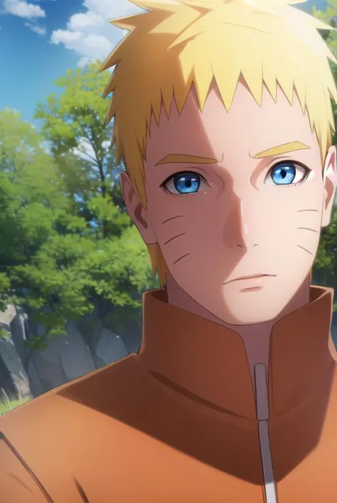 narutouzumaki, <lora:naruto uzumaki-lora-nochekaiser:1>,
naruto uzumaki, uzumaki naruto, blue eyes, blonde hair, male focus, facial mark, whisker markings, short hair,
BREAK long sleeves, jacket, orange jacket, pants, black pants,
BREAK outdoors, nature, forest, grass, sky, sun, clouds,
BREAK looking at viewer,
BREAK <lyco:GoodHands-beta2:1>, (masterpiece:1.2), best quality, high resolution, unity 8k wallpaper, (illustration:0.8), (beautiful detailed eyes:1.6), extremely detailed face, perfect lighting, extremely detailed CG, (perfect hands, perfect anatomy),