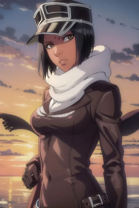 jackietristan, jackie tristan, short hair, black hair, dark skin, dark-skinned female, (brown eyes:1.5),
BREAK thighhighs, gloves, boots, goggles, goggles on head, hat, scarf, white scarf,
BREAK looking at viewer, full body,
BREAK outdoors,
BREAK (masterpiece:1.2), best quality, high resolution, unity 8k wallpaper, (illustration:0.8), (beautiful detailed eyes:1.6), extremely detailed face, perfect lighting, extremely detailed CG, (perfect hands, perfect anatomy),