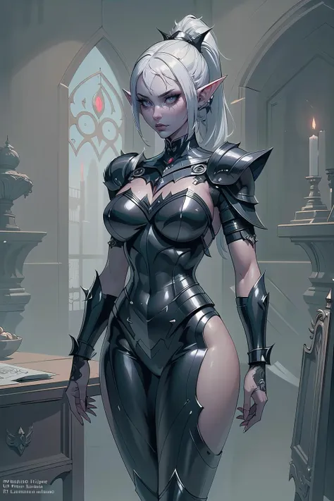 A female robot modeled after an evil demon.　Body with exposed machine　The head has horns extending on both sides.　The skin is blue　Tem asas de morcego nas costas.　Leaves&#39;do diabo&#39;o rabo crescendo na minha bunda