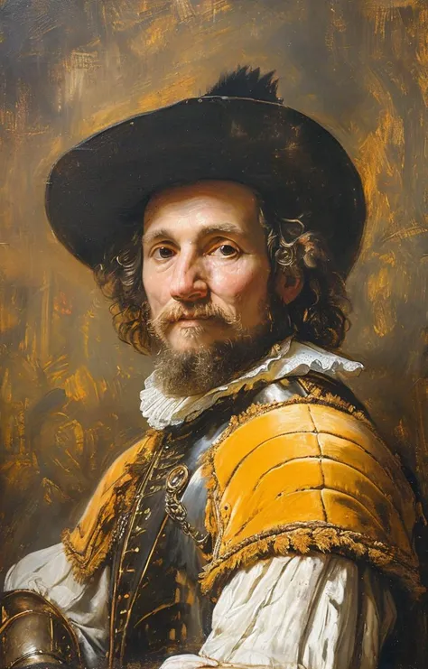 masterpiece,best quality,<lora:tbh135-sdxl:0.85>,Knights in Golden Armor,illustration,style of Rembrandt,oil painting,