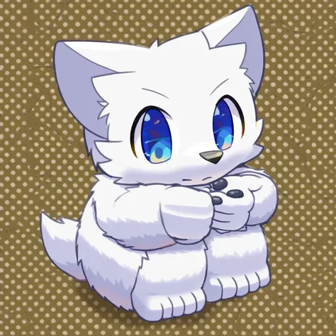 furry, anthro, cute, kemono, male focus, white fur, white wing, blue eyes, big eyes, solo, full body, dog