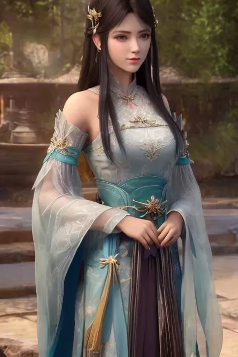 best quality,masterpiece,highres,1girl,blush,(seductive smile:0.8),star-shaped pupils,china hanfu,hair ornament,necklace,jewelry,Beautiful face,upon_body,tyndall effect,photorealistic,dark studio,rim lighting,two tone lighting,(high detailed skin:1.2),8k uhd,dslr,soft lighting,high quality,volumetric lighting,candid,Photograph,high resolution,4k,8k,Bokeh,<lora:xuner:0.5>,xuner,