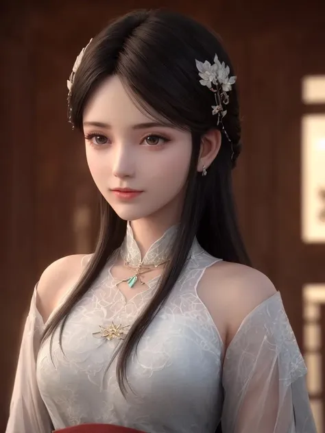 best quality,masterpiece,highres,1girl,blush,(seductive smile:0.8),star-shaped pupils,china hanfu,hair ornament,necklace,jewelry,Beautiful face,upon_body,tyndall effect,photorealistic,dark studio,rim lighting,two tone lighting,(high detailed skin:1.2),8k uhd,dslr,soft lighting,high quality,volumetric lighting,candid,Photograph,high resolution,4k,8k,Bokeh,<lora:xuner:0.4>,xuner,