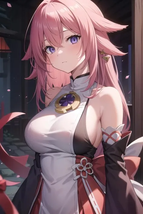 yaemiko, <lora:yaemiko-lora-nochekaiser:1>,
yae miko, floppy ears, hair between eyes, long hair, pink hair, (purple eyes:1.1), pink hair,
BREAK bare shoulders, detached sleeves, earrings, hair ornament, high heels, japanese clothes, long sleeves, sideboob, thigh strap, thighs, wide sleeves,
BREAK looking at viewer,
BREAK outdoors, shrine
BREAK <lora:GoodHands-vanilla:1>, (masterpiece:1.2), best quality, high resolution, unity 8k wallpaper, (illustration:0.8), (beautiful detailed eyes:1.6), extremely detailed face, perfect lighting, extremely detailed CG, (perfect hands, perfect anatomy),
