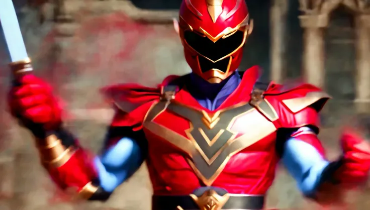 photo, red power ranger holding a sword (superranger style:1) <lora:djzSuperRangersV1-lyco:0.8>