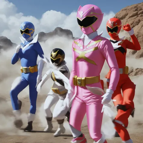 a photo, group of power rangers (superrangers style:1) <lora:djzSuperRangersV15-lycoris:0.8>