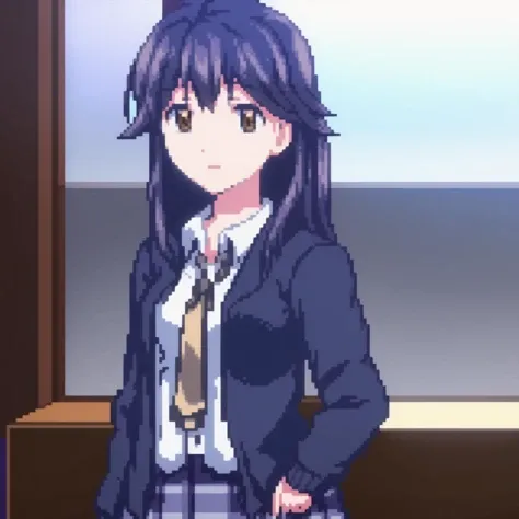 masterpiece, best quality,
solo, vivid color
<lora:Misaki-002:0.8> 1girl, solo, brown eyes, black hair
school uniform, white shirt, checkered skirt, cardigan, blue jacket, necktie,
<lora:svportrait64-v1:0.8>