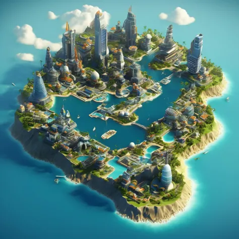<lora:sdxl_isoland:0.8> iso island
futuristic city, skyscrapers, daylight, surrounded by water, tile