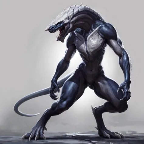 masterpiece, best quality, absurdres, <lora:XenomorphDNA:1> xenomorphdna, 1man, standing, drooling, faceless, claws, looking at viewer, blue bioluminescence tattoo, blue inner glow,