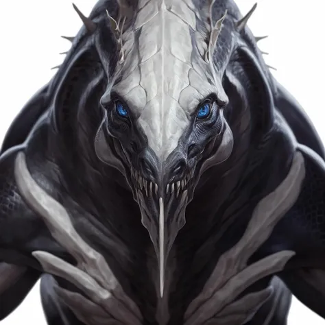<lora:Khanivore_v1-000003:0.6>,khanivore,anthro,detailed face,detailed eyes,((masterpiece)),best quality,portrait,simple background,blue eyes,white background,looking at viewer,symmetrical,realistic scales,bone comb,slit pupils,by silgiriya mantsugosi,