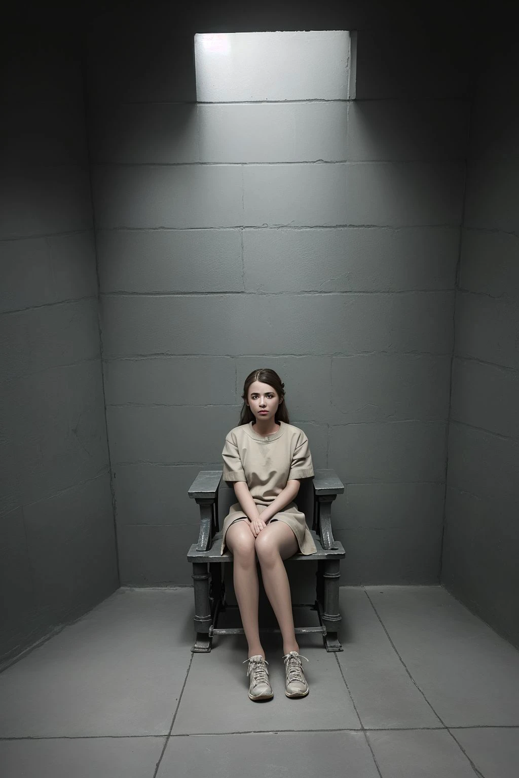 <lora:prison:0.7>, prison,1girl,sitting on the throne
