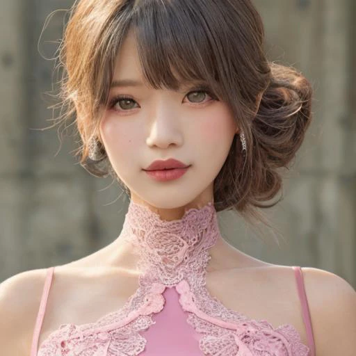 face  shot, beauty,pink long upper shan,lace,dress,<lora:ç¡ç¾äºº3-000004:1>,