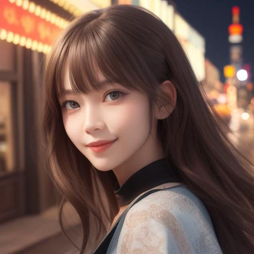 nice and fashionable,summer outskirts,face focus,light smile,<lora:è±ä¿æ½æ´-000002:1>,, masterpiece,best quality,CG 8k wallpaper,illustration,absurdres, city lights,