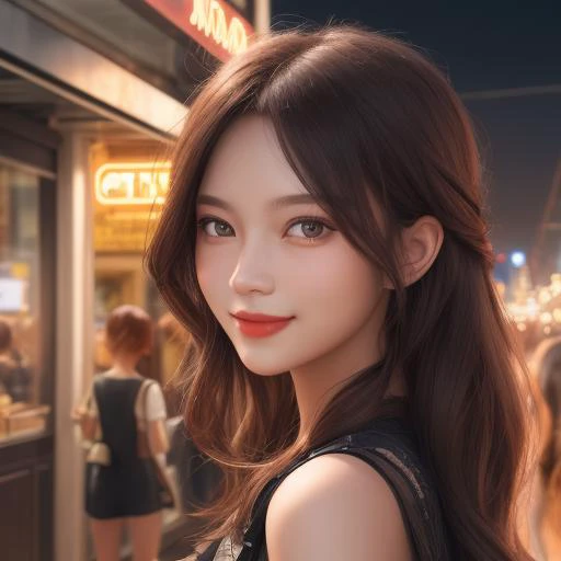 nice and fashionable,summer outskirts,face focus,light smile,<lora:è±ä¿æ½æ´-000002:1>,, masterpiece,best quality,CG 8k wallpaper,illustration,absurdres, city lights,