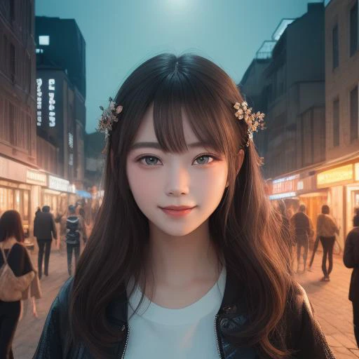 nice and fashionable,summer outskirts,face focus,light smile,<lora:è±ä¿æ½æ´-000002:1>,, masterpiece,best quality,CG 8k wallpaper,illustration,absurdres, city lights,