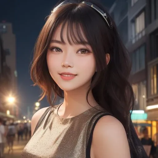 nice and fashionable,summer outskirts,face focus,light smile,<lora:è±ä¿æ½æ´-000002:1>,, masterpiece,best quality,CG 8k wallpaper,illustration,absurdres, city lights,