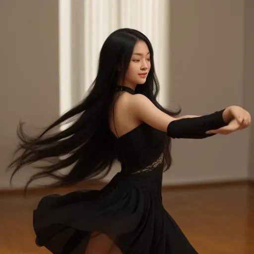 dancing beauty,<lora:ç¡ç¾äºº3:1>,black,long hair,