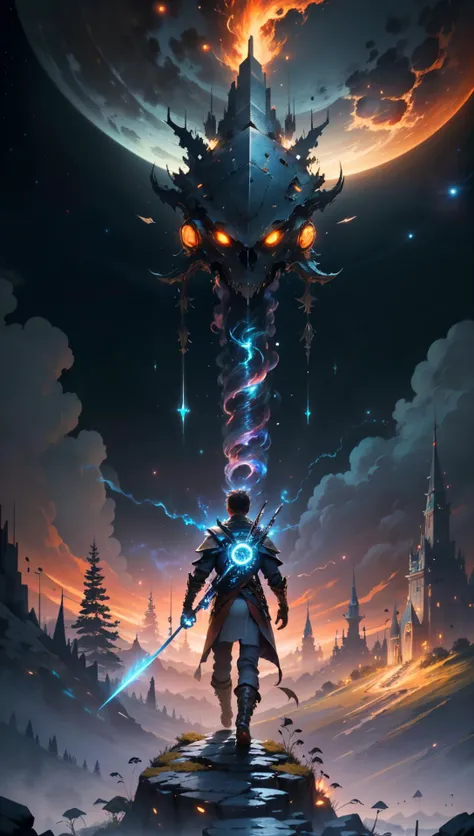 ((Best quality)), ((masterpiece)), (highly detailed:1.3), 3D, In a distant future where the boundaries between science fiction and fantasy have dissolved, the world is a tapestry of awe-inspiring wonders. Enter a universe where magic and technology coexist in harmony, shaping the destiny of civilizations across vast reaches of space.At the heart of this realm lies the Celestial Nexus, an intergalactic hub of mystical energies and technological marvels. Here, arcane knowledge intertwines with cutting-edge science, giving rise to a society where spaceships are imbued with the power of ancient spells, and technology is augmented by the mystic arts.Embark on a grand odyssey as a young explorer, destined to unravel the secrets of the Celestial Nexus. As you traverse the uncharted realms of the cosmos, encounter diverse civilizations teeming with beings who possess extraordinary abilities. From the ethereal Elven Spires, where the art of interdimensional travel is perfected, to the cybernetic enclaves of the Android Conglomerate, witness the tapestry of life as magic and technology intertwine.Unleash your latent powers as you become attuned to the energies that flow through the Nexus. Harness the ancient incantations of forgotten sorceries to propel your starship across the vast expanse of the cosmos. Engage in epic battles against cosmic abominations and interstellar tyrants, wielding enchanted weapons infused with futuristic enhancements.As you delve deeper into the enigmatic realms of the Celestial Nexus, uncover the origin of this harmonious fusion of magic and technology. Discover the ancient prophecies that foretell a cataclysmic event threatening to tear apart this delicate balance. Unite with a band of extraordinary beings, each possessing their own blend of magical aptitude and technological expertise, to embark on a perilous quest to save the Nexus from imminent destruction.In this epic saga, your choices will shape the fate of worlds, as the boundaries between science and sorcery blur. Will you strive to maintain the delicate equilibrium between magic and technology or plunge headlong into uncharted territories, seeking to redefine the very fabric of reality?Prepare to be enthralled by the limitless possibilities of the Celestial Nexus, where science fiction and fantasy meld into a sublime symphony of adventure, where the cosmos itself becomes the canvas for your journey,HDR (High Dynamic Range),Ray Tracing,NVIDIA RTX,Super-Resolution,Unreal 5,Subsurface scattering,PBR Texturing,Post-processing,Anisotropic Filtering,Depth-of-field,Maximum clarity and sharpness,Multi-layered textures,Albedo and Specular maps,Surface shading,Accurate simulation of light-material interaction,Perfect proportions,Octane Render,Two-tone lighting,Low ISO,White balance,Rule of thirds,Wide aperature,8K RAW,Efficient Sub-Pixel,sub-pixel convolution,luminescent particles,  <lora:NijiExpressV2:0.6> 