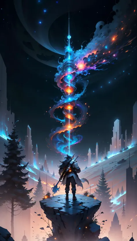 ((Best quality)), ((masterpiece)), (highly detailed:1.3), 3D, In a distant future where the boundaries between science fiction and fantasy have dissolved, the world is a tapestry of awe-inspiring wonders. Enter a universe where magic and technology coexist in harmony, shaping the destiny of civilizations across vast reaches of space.At the heart of this realm lies the Celestial Nexus, an intergalactic hub of mystical energies and technological marvels. Here, arcane knowledge intertwines with cutting-edge science, giving rise to a society where spaceships are imbued with the power of ancient spells, and technology is augmented by the mystic arts.Embark on a grand odyssey as a young explorer, destined to unravel the secrets of the Celestial Nexus. As you traverse the uncharted realms of the cosmos, encounter diverse civilizations teeming with beings who possess extraordinary abilities. From the ethereal Elven Spires, where the art of interdimensional travel is perfected, to the cybernetic enclaves of the Android Conglomerate, witness the tapestry of life as magic and technology intertwine.Unleash your latent powers as you become attuned to the energies that flow through the Nexus. Harness the ancient incantations of forgotten sorceries to propel your starship across the vast expanse of the cosmos. Engage in epic battles against cosmic abominations and interstellar tyrants, wielding enchanted weapons infused with futuristic enhancements.As you delve deeper into the enigmatic realms of the Celestial Nexus, uncover the origin of this harmonious fusion of magic and technology. Discover the ancient prophecies that foretell a cataclysmic event threatening to tear apart this delicate balance. Unite with a band of extraordinary beings, each possessing their own blend of magical aptitude and technological expertise, to embark on a perilous quest to save the Nexus from imminent destruction.In this epic saga, your choices will shape the fate of worlds, as the boundaries between science and sorcery blur. Will you strive to maintain the delicate equilibrium between magic and technology or plunge headlong into uncharted territories, seeking to redefine the very fabric of reality?Prepare to be enthralled by the limitless possibilities of the Celestial Nexus, where science fiction and fantasy meld into a sublime symphony of adventure, where the cosmos itself becomes the canvas for your journey,HDR (High Dynamic Range),Ray Tracing,NVIDIA RTX,Super-Resolution,Unreal 5,Subsurface scattering,PBR Texturing,Post-processing,Anisotropic Filtering,Depth-of-field,Maximum clarity and sharpness,Multi-layered textures,Albedo and Specular maps,Surface shading,Accurate simulation of light-material interaction,Perfect proportions,Octane Render,Two-tone lighting,Low ISO,White balance,Rule of thirds,Wide aperature,8K RAW,Efficient Sub-Pixel,sub-pixel convolution,luminescent particles, <lora:NijiExpressV2:0.6>