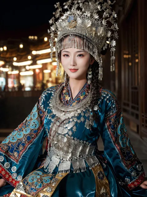 open eyes,smile,huge breasts,In a vast and starry sky,a young Chinese woman in an elegant celestial blue robe floats effortlessly. The robe is made of a fine silk that billows and ripples as she moves,almost dissolving into the vaporous skyscape. Intricate gold embroidered patterns adorn her sleeves and hem,adding a touch of elegance and sophistication. Wisps of fog swirl around her like silky veils,creating a sense of mystery and intrigue,
(High quality, Superb lighting, Highly detailed, Sharp focus, 8K UHD, masterpiece art),<lora:miaolan2-aki-000008:1>,
