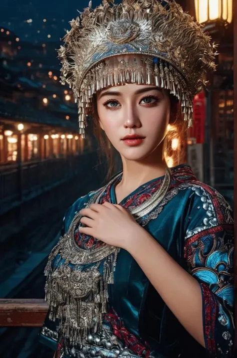 upper body,1girl,city night,(raw photo:1.2),(photorealistic:1.4),beautiful detailed girl,extremely detailed eyes and face,beautiful detailed eyes,absurdres,incredibly absurdres,huge filesize,ultra-detailed,highres,extremely detailed,best quality,masterpiece,illustration,an extremely delicate and beautiful,extremely detailed,CG,unity,8k wallpaper,Amazing,finely detail,masterpiece,best quality,official art,extremely detailed CG unity 8k wallpaper,light on face,cinematic lighting,<lora:miaolan2-000018:1>,