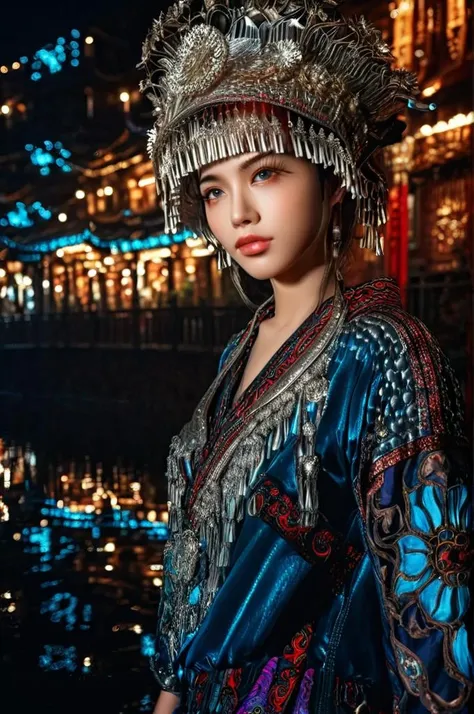 upper body,1girl,city night,(raw photo:1.2),(photorealistic:1.4),beautiful detailed girl,extremely detailed eyes and face,beautiful detailed eyes,absurdres,incredibly absurdres,huge filesize,ultra-detailed,highres,extremely detailed,best quality,masterpiece,illustration,an extremely delicate and beautiful,extremely detailed,CG,unity,8k wallpaper,Amazing,finely detail,masterpiece,best quality,official art,extremely detailed CG unity 8k wallpaper,light on face,cinematic lighting,<lora:miaolan2-000018:1>,