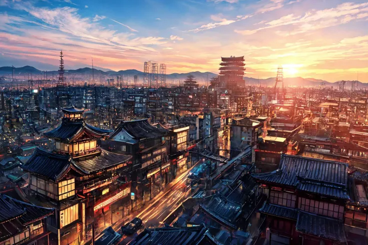 8k , masterpiece, illustrate art, hyper sharpness, high detailed, cgi, anime style, vray, radiosity,
<lora:djzUrbanJapan:0.8>, urbanjapan style, kyoto, <lora:JW:0.6>, <lora:more_details:0.5>, sunset, Aerial view