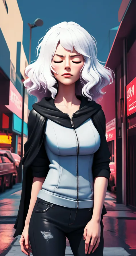 woman, solo, white hair, closed eyes, trucker, 
([Alyssa Milano|Jennifer Aniston|Phoebe Cates]:0.85), middle shot, ( [stanleylau style|thepit style]:0.8), 
3D VR painting, [humble breast],
masterpiece, professional, high quality, beautiful, amazing, cyberpunk, ConceptArtWorld, Chador, big hair,
masterpiece, highres,  4k, detailed background, grumpy, (ruined:0.8), by Igor Wolkski, by Rembrandt van Rijn,