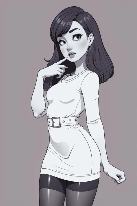 (nsfw),full-body shot,
(lineart:1.31),(fine-details:1.3),Flat-colors,(depth),warm candy colors,
a beautiful american Mom,white underwear,wearing 60s short simple skin-tight colorful latex dress with latex stockings and gaterbelt without shoes,Straight hair,
plain color background,
<lora:realistic:0.8>,<lora:sharpen-soften:-0.5>,