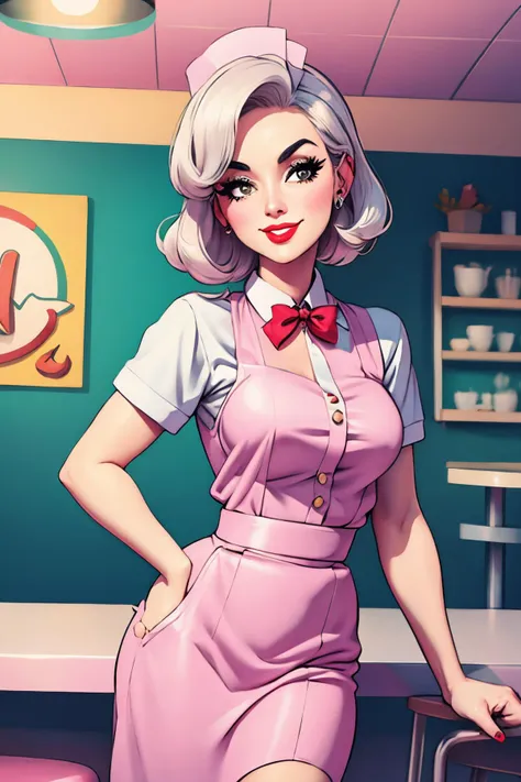 waitress at a 1950s diner