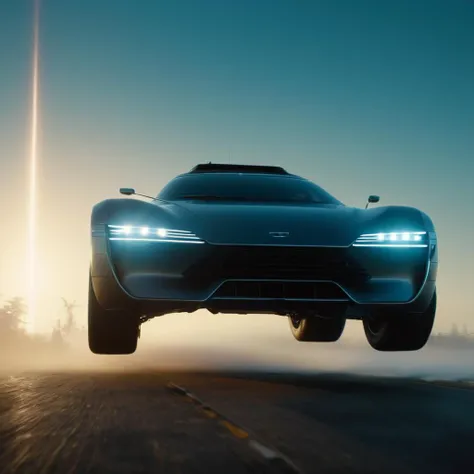 cinematic film still of <lora:Cyberpunk Style:1>
a futuristic car flying through a foggy sky,bionic,transhuman,Dystopia,Dystopian,kakotopia,Science fiction,high tech,low life,societal collapse,Artificial,Posthuman,future,futuristic,Artificial intelligence,Cyborg,genetically-enhanced humans,sci-fi,Cyberpunk Style,no humans,building,scenery,lens flare,science fiction,realistic,spacecraft,concept art , Cyberpunk Style, shallow depth of field, vignette, highly detailed, high budget, bokeh, cinemascope, moody, epic, gorgeous, film grain, grainy