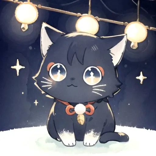 masterpiece, best quality, stylish, (watery watercolor:1.1), <lora:Scaracat:0.8>, kawaii, animal focus, solo, Scaracat, cat, sitting cat, smile, sweet face, small cat, shiny eyes, multicolored background, glitter, colorful lights