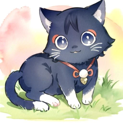 masterpiece, best quality, stylish, (watercolor:1.1), <lora:Scaracat:0.8>, kawaii, animal focus, solo, Scaracat, cat, sitting cat, smile, sweet face, small cat, shiny eyes, multicolored background,