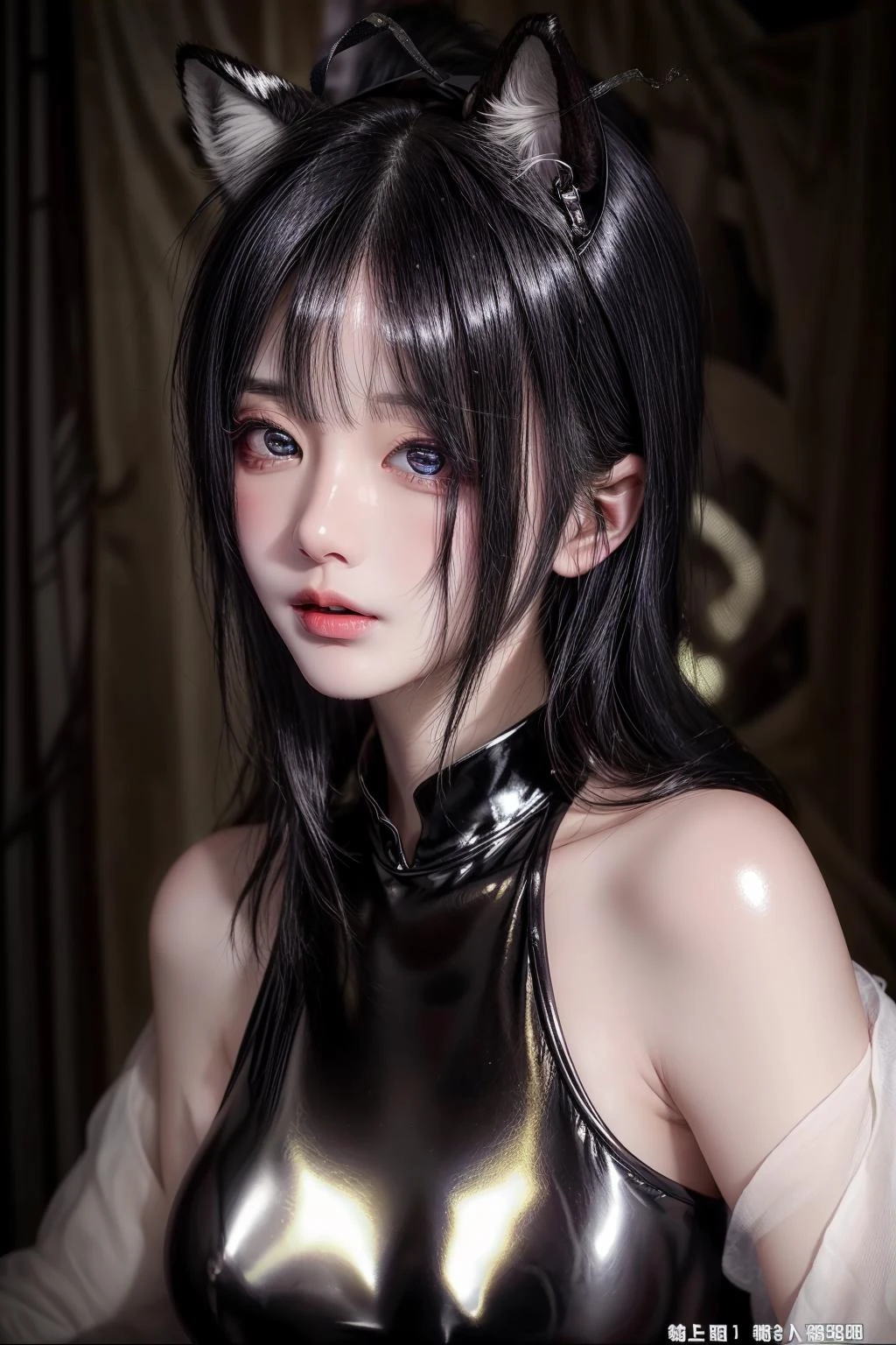 (closeup, face, detailed eyes, black hair:1.1),
cinematic, masterpiece, detailed, extreme details, extreme res, lighting,
1girl, animal ears, (sexy:1.2), shiny hair, shiny, shiny skin, shiny clothes, realistic, (photorealistic:1.1),
<lora:XiaMoV1.0-000003:1> XiaMo,
<lora:more_details:0.8>