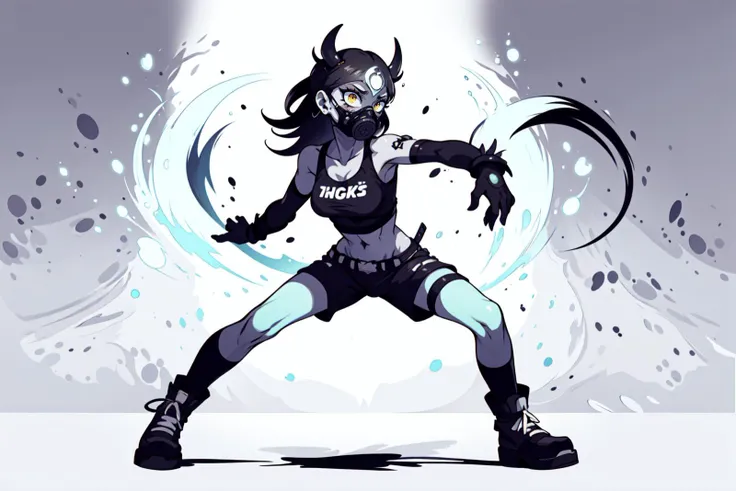 breathtaking full shot, full body, a beautiful woman, vivid colors, extremely detailed, dynamic lighting, dynamic pose, <lora:edgGrungeFreestyle:0.7> edgGrunge, wearing edgGrunge fashion <lora:girl_with_mask_lora013:1> mask <lora:LabstractGeo:1> CS-YBF, masterpiece, award-winning, professional, highly detailed