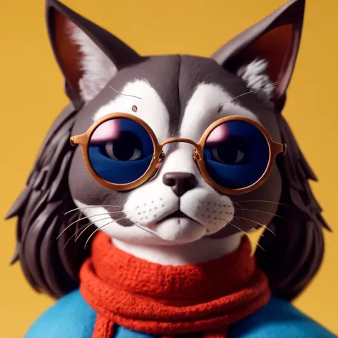 A cat wearing sunglasses, portrait,
Clay Animation, Clay,<lora:ClayAnimation15PasWithTE:1>