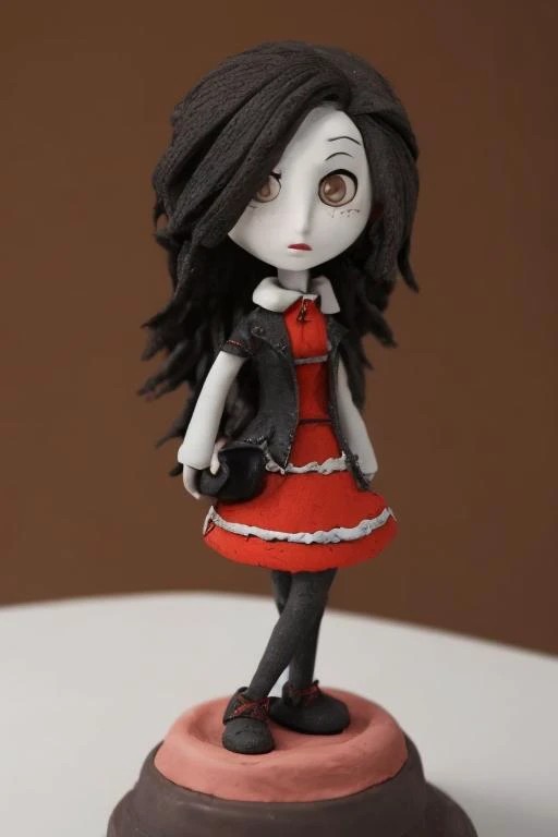 (emo girl:1.2) <lora:ClayAnimationRedmond15-ClayAnimation-Clay:1> Clay Animation, Clay