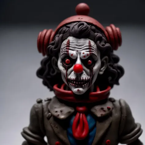 A clown, creepy, horror, terror, dark scene, dark, miniature,
,(((Clay Animation, Clay))), <lora:ClayAnimation15PasWithTE:1>