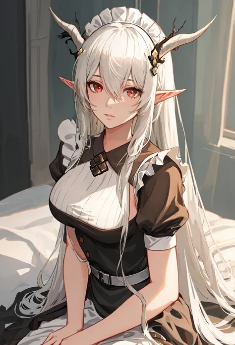 best quality, masterpiece, highres, solo, (shining_arknights:1.10), (maid:1.40), (long maid dress:1.15), 25 <lora:shining_arknights:0.80>