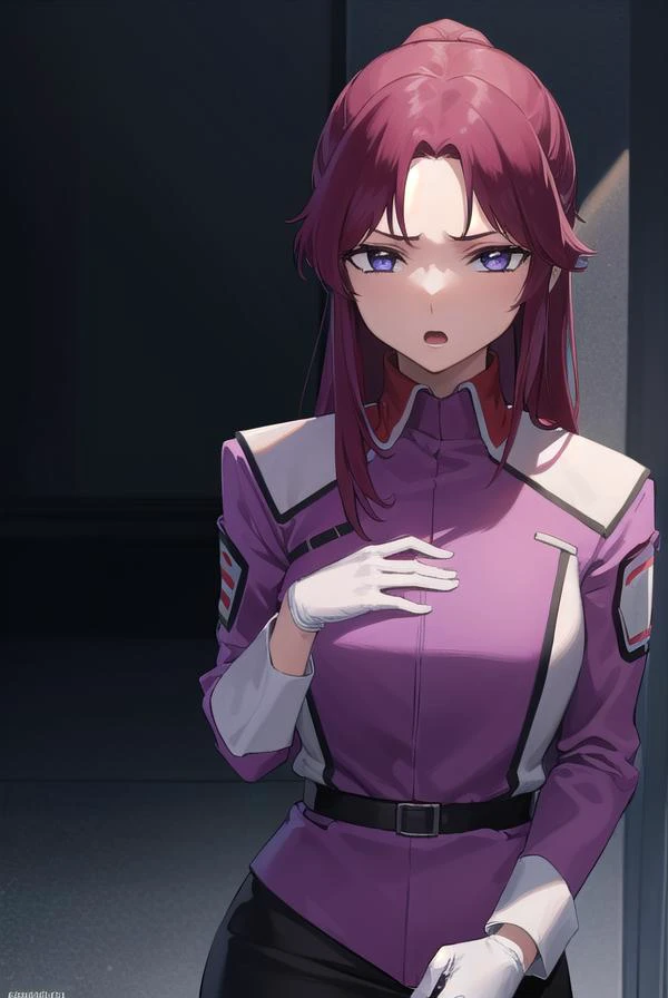 flayallster, <lyco:flayallster-lyco-nochekaiser:1>,
flay allster, long hair, (purple eyes:1.1), red hair, medium hair, (parted bangs:1.5), ponytail, <lora:gekioko_v200:1>, angry, open mouth,
BREAK skirt, gloves, jacket, white gloves, black skirt, uniform, military, military uniform, side slit, pencil skirt,
BREAK looking at viewer, (cowboy shot:1.5),
BREAK outdoors, space, star \(sky\), sun,
BREAK <lyco:GoodHands-beta2:1>, (masterpiece:1.2), best quality, high resolution, unity 8k wallpaper, (illustration:0.8), (beautiful detailed eyes:1.6), extremely detailed face, perfect lighting, extremely detailed CG, (perfect hands, perfect anatomy),