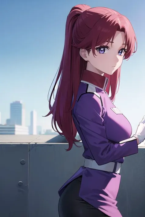 flayallster, <lyco:flayallster-lyco-nochekaiser:1>,
flay allster, long hair, (purple eyes:1.1), red hair, medium hair, (parted bangs:1.5), ponytail,
BREAK skirt, gloves, jacket, white gloves, black skirt, uniform, military, military uniform, side slit, pencil skirt,
BREAK looking at viewer, (cowboy shot:1.5),
BREAK outdoors, space, star \(sky\), sun, 
BREAK <lyco:GoodHands-beta2:1>, (masterpiece:1.2), best quality, high resolution, unity 8k wallpaper, (illustration:0.8), (beautiful detailed eyes:1.6), extremely detailed face, perfect lighting, extremely detailed CG, (perfect hands, perfect anatomy),