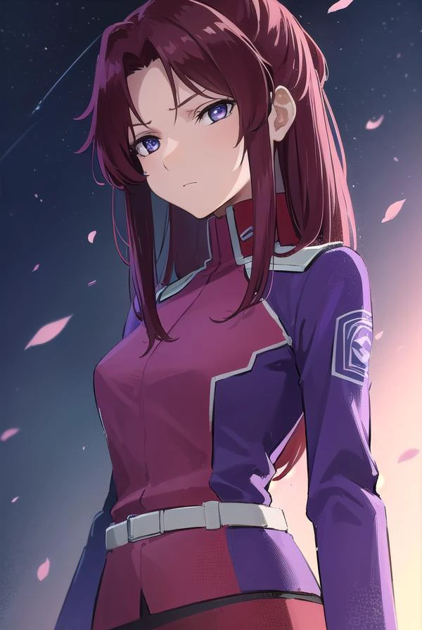 flayallster, <lyco:flayallster-lyco-nochekaiser:1>,
flay allster, long hair, (purple eyes:1.1), red hair, medium hair, (parted bangs:1.5), ponytail, <lora:gekioko_v200:1>, angry,
BREAK skirt, gloves, jacket, white gloves, black skirt, uniform, military, military uniform, side slit, pencil skirt,
BREAK looking at viewer, (cowboy shot:1.5),
BREAK outdoors, space, star \(sky\), sun,
BREAK <lyco:GoodHands-beta2:1>, (masterpiece:1.2), best quality, high resolution, unity 8k wallpaper, (illustration:0.8), (beautiful detailed eyes:1.6), extremely detailed face, perfect lighting, extremely detailed CG, (perfect hands, perfect anatomy),