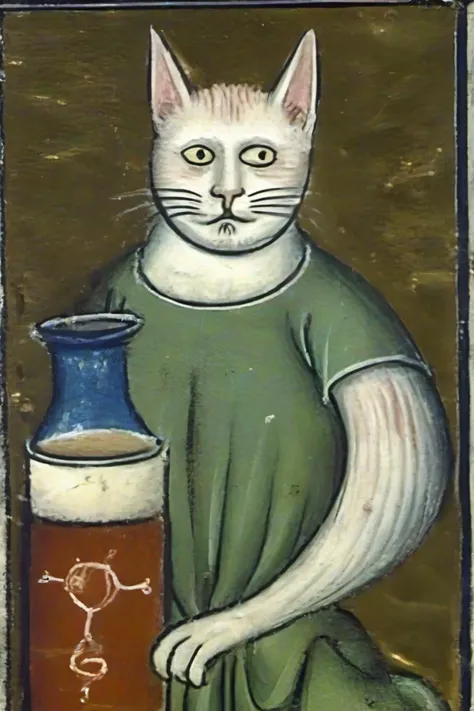 <lora:PE_BadMedivalArt:0.8> PEBadMedivalArt,bad medieval painting,terrible,ugly,
portrait of chemistry cat meme