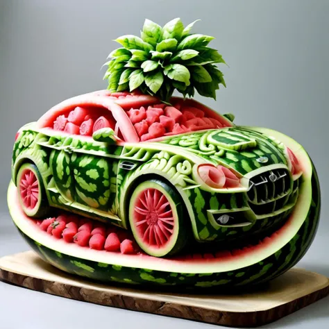 <lora:xiguadiaosdxllora:1>, watermeloncarving of a car, highly detailed, <lora:mymerge_v1:0.25>