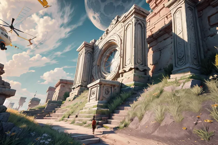cloud, cloudy_sky, day, sky, blue_sky, scenery, ancient ruins, flower, gras, deep canyon, high ground  <lora:Stylized Ruins:1>,  <lora:add_detail:1>
//
,((1girl, 1boy, walk, travel, migration, fantasy)), 
//
, ((, Point of View Shot, POV, Aerial Shot, Helicopter Shot)), CGI, Realism, RTX, Tone Mapping, SSAO, Shaders, Moonlight, Volumetric Lighting, Volumetric Light, Volumetric, Sunlight, Natural Lighting, landscape, outdoors, ((high quality:1.2, masterpiece:1.2)), absurdres, high resolution, (8k resolution), 8k, 8kres, 8k res, high details, detailed and intricate, intricate details, high intricate details, absurd amount of details, super resolution, ultra hd, megapixel, , ((, Point of View Shot, POV, Aerial Shot, Helicopter Shot)), CGI, Realism, RTX, Tone Mapping, SSAO, Shaders, Moonlight, Volumetric Lighting, Volumetric Light, Volumetric, Sunlight, Natural Lighting, landscape, outdoors, ((high quality:1.2, masterpiece:1.2)), absurdres, high resolution, (8k resolution), 8k, 8kres, 8k res, high details, detailed and intricate, intricate details, high intricate details, absurd amount of details, super resolution, ultra hd, megapixel,