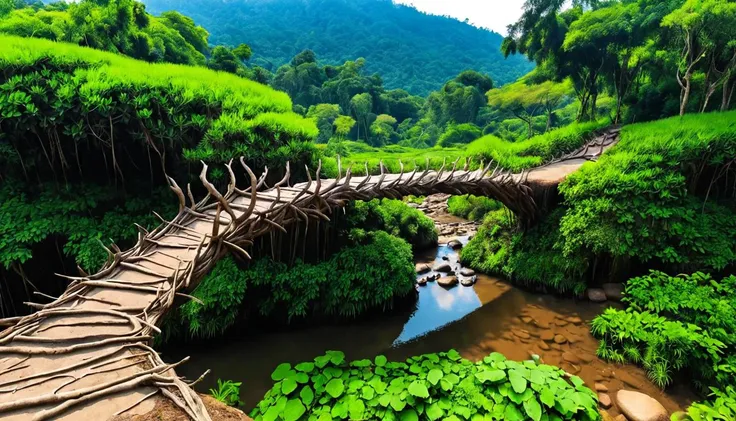 Positive prompt:
Jingmaham Living Root Bridge -